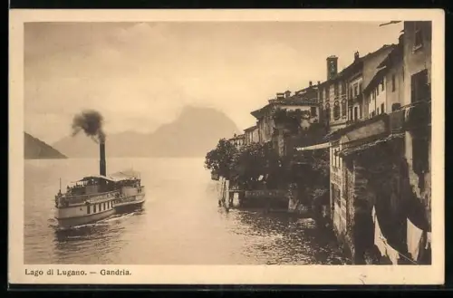 AK Gandria /Lago di Lugano, Dampfer auf dem See