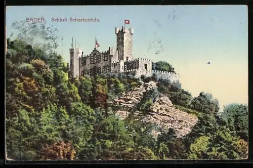 AK Baden, Blick zum Schloss Schartenfels