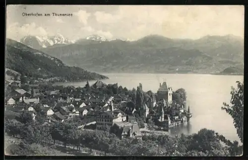 AK Oberhofen am Thunersee, Blick in den Ort