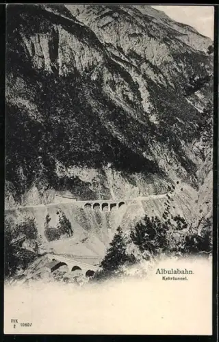 AK Kehrtunnel /Albulabahn, Panorama