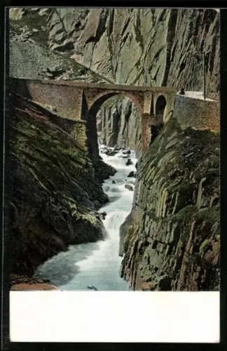 AK Teufelsbrücke /Gotthardstrasse, Blick zur Teufelsbrücke