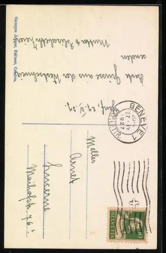 AK Genève, Statue J. J. Rousseau