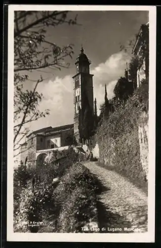 AK Morcote /Lago di Lugano, Weg zur Kirche