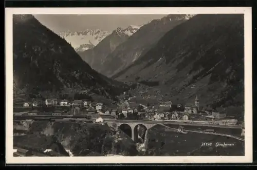AK Göschenen, Teilansicht mit Viadukt