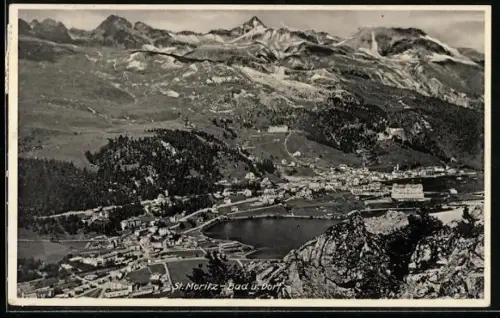 AK St. Moritz, Bad und Dorfansicht