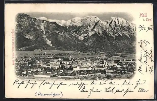 AK Hall i. Tirol, Teilansicht mit Kirche