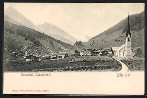 AK Lanersbach /Zillerthal, Tuxerthal mit Kirche