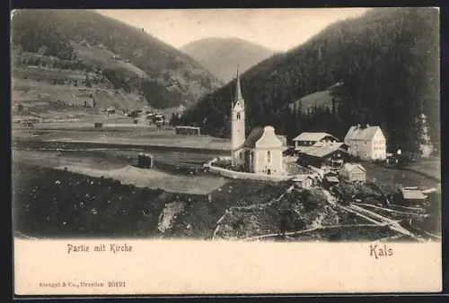 AK Kals, Ortspartie mit Kirche