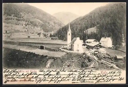 AK Kals, Ortspartie mit Kirche