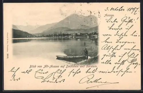 AK Aussee, Uferblick auf Dachstein und Sarstein