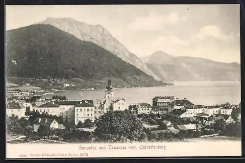 AK Gmunden /Traunsee, Teilansicht vom Calvarienberg aus