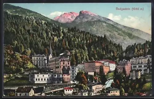 AK Badgastein, Teilansicht mit Bergen