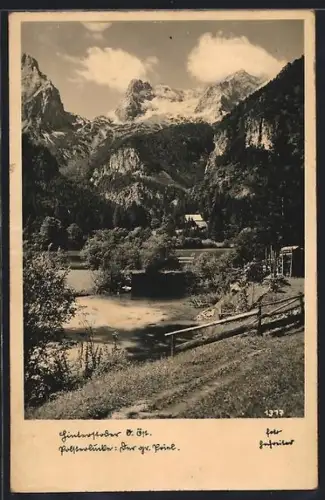 AK Hinterstoder /O. Öst., Ortspartie und Grosser Priel