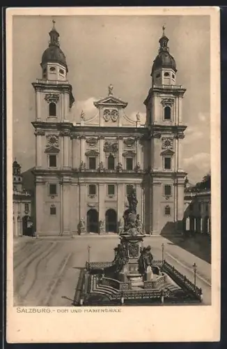 AK Salzburg, Dom und Mariensäule