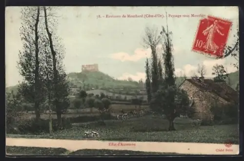 AK Montbard, Paysage sous Montfort, Partie mit Bauernhof
