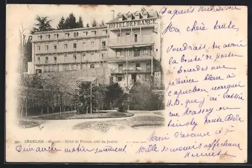 AK Argeles, Gagost, Hôtel de France, Côté du Jardin