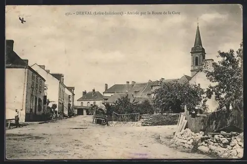 AK Derval /Loire-Inférieure, Arrivée par la Route de la Gare