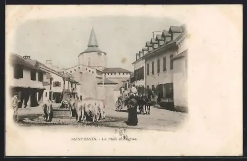 AK Saint-Savin, La place et l`Eglise