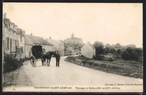 AK Pontpoint-Saint-Gervais, Paysage et Église