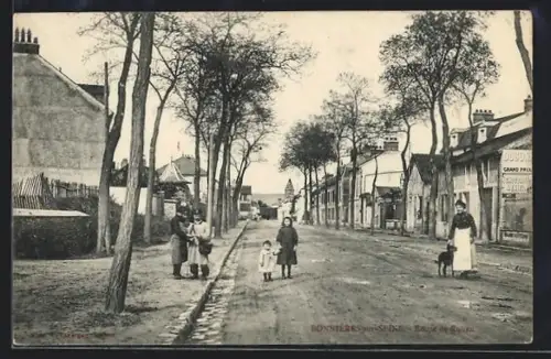 AK Bonnières-sur-Seine, Route de Rouen, Strassenpartie