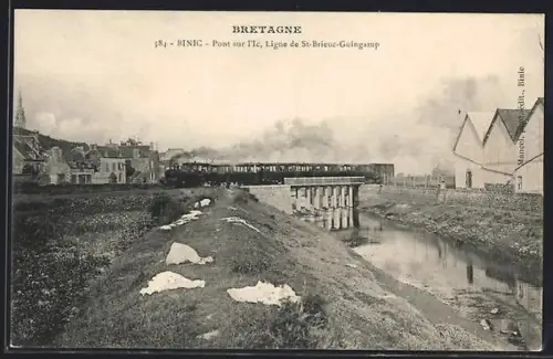 AK Binic /Bretagne, Pont sur l`Ic, Ligne de St-Brieuc-Guingamp