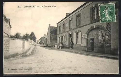 AK Champlay, La Grande Rue