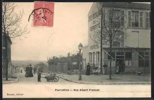 AK Pierrefitte, Rue Albert Francon, Café-Restaurant de Pierrefitte