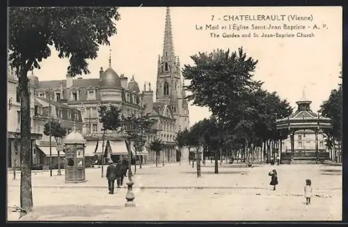 AK Chatellerault, Le Mail et l`Eglise Saint Jean Baptiste
