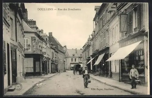 AK Doullens, Rue des Boucheries, Strassenpartie