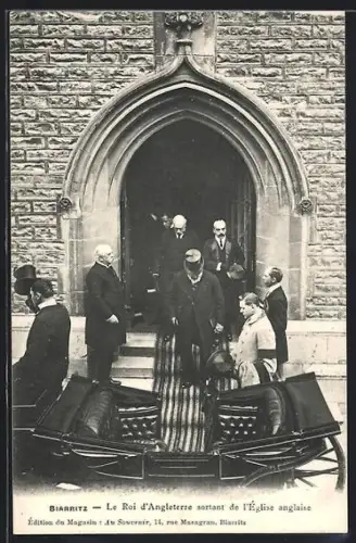 AK Biarritz, Le Roi d`Angleterre sortant de l`Église anglaise