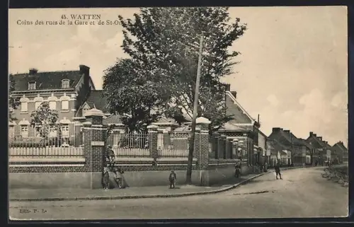 AK Watten, Coins des rues de la Gare et de St-Omer
