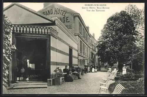 AK Samois-sur-Seine, Grand Hôtel Beau-Rivage, Vue des Terrasses