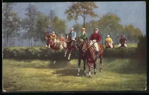 AK Dresden-Seidnitz, Pferdesportler auf dem Rennplatz