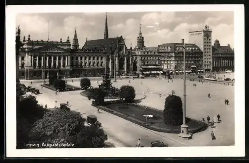 AK Leipzig, Strassenbahn am Augustusplatz