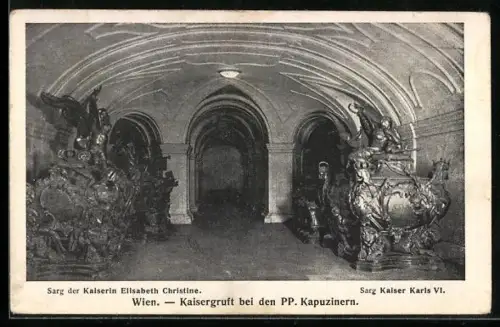 AK Wien, Kaisergruft bei den PP. Kapuzinern, Sarg des österreichischen Kaiserpaars