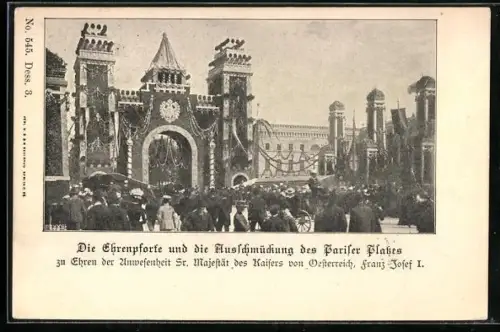 AK Berlin, Ehrenpforte am Pariser Platz zu Ehren der Anwesenheit Kaiser Franz Josef I. von Österreich