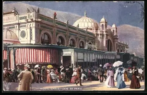 Künstler-AK Monte-Carlo, Cafe des Paris