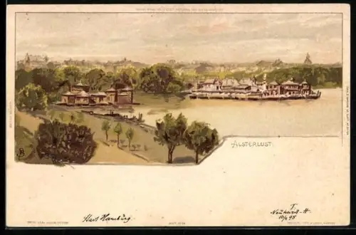 Künstler-AK Carl Biese: Hamburg-St.Georg, Blick über die Alsterlust