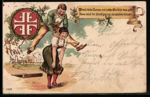 AK Turner springt über die Schultern einer Frau