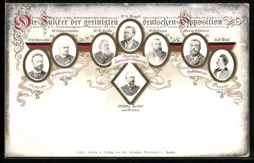 Lithographie Führer der geeinigten deutschen Opposition