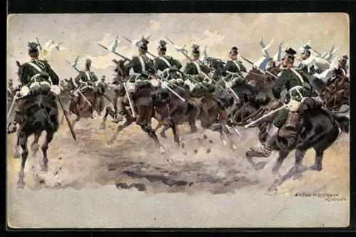 Künstler-AK Anton Hoffmann - München: Artillerie im Gefecht