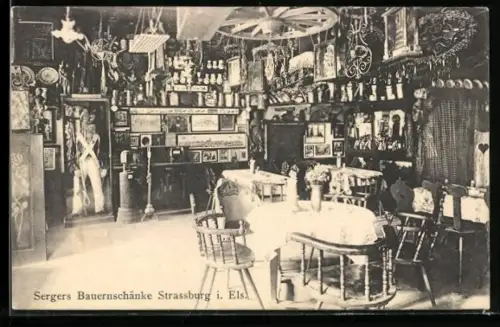 AK Strassburg, Sergers Bauernschänke, Innenansicht