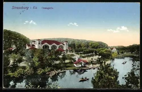 AK Strassburg i. Els, Partie an der idyllischen Orangerie