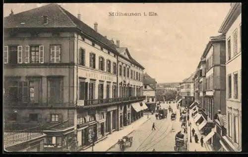 AK Mülhausen, Wildemannstrasse mit Anwohnern