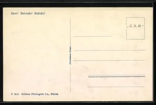 AK Basel, Badischer Bahnhof mit Strassenbahn