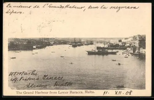 AK Malta, The Grand Harbour from Lower Baracca