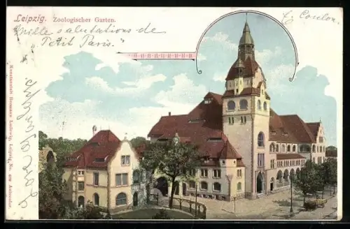 AK Leipzig, Zoologischer Garten, Hauptgebäude