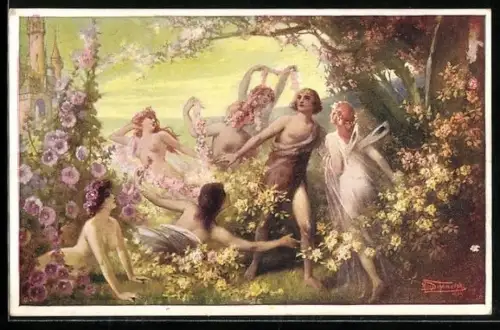 Künstler-AK Richard Wagner, Parsifal, Szene mit Feen