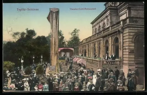 AK Teplitz Schönau / Teplice, Theater-Café-Restaurant