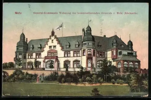 AK Metz, General-Kommando, Wohnung des kommandierenden Generals v. Metz, Rückseite